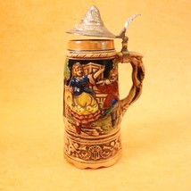 Vintage Toyo Stein metal lid wooden base Japan Wind Up Musical Beer mug with lid - $24.75