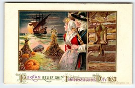 John Winsch Thanksgiving Postcard Schmucker Puritan Relief Ship 1620 Germany - £21.44 GBP