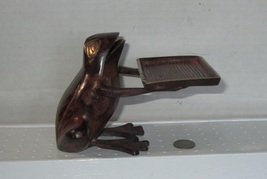 Toad/Frog Holdind A Tray Brass Figure W/Copper Toned Finished Figure; Un... - $39.80