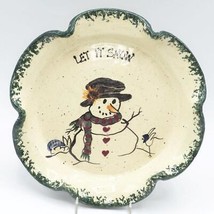 Heart Soul Searcy Arkansas Signed Christmas Snowman Decor Plate Stoneware - £18.59 GBP