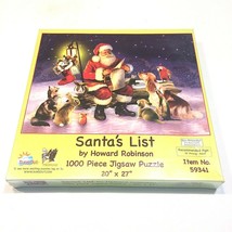 Santa&#39;s List Christmas Cat Dog Bunny 1000 Piece Jigsaw Puzzle SEALED 20&quot;... - £15.48 GBP