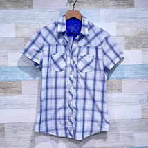 KUHL Short Sleeve Button Down Hiking Shirt White Blue Plaid Outdoor Wome... - $39.59