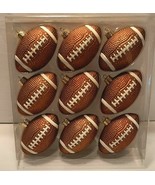 9 Glass Football Christmas Ornaments Original Packaging 2 1/2&quot; Tall 3 1/... - $19.99