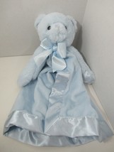Bearington baby blue plush bear baby security blanket satin lovey - £15.95 GBP