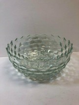 Vintage Clear Patterned Glass Salad Serving Bowl Cuboidal Cube, Ric Rac, Used - £13.48 GBP