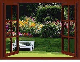 Pepita Needlepoint Canvas: Open Window Garden, 18&quot; x 14&quot; - £68.74 GBP+