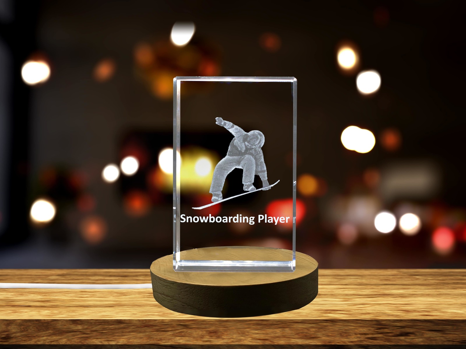 LED Base included | Snowboarding Player 3D Engraved Crystal 3D Engraved Crystal