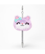 Claire’s Pom Pom Plush Kitty Mini Keychain Pen - Purple Glitter - $136.28 MXN