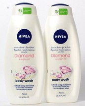 2 Bottles Nivea 25.36 Oz Diamond Argan Oil Creamy Body Wash Dermatologis... - £26.63 GBP