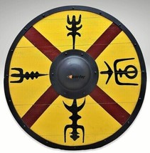 Medieval Round Shield Viking Shield Unique antique Design Shield Wooden 22 inch - £82.49 GBP