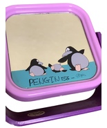 Retro Stand Mirror Penguin Fancy Purple Square - $23.99