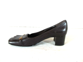 Nine West Brown Leather Kilt Slip On Pumps Heels Shoes Women&#39;s 7 M (SW37) - £18.20 GBP