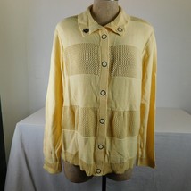 Weekends by Chicos Cardigan Sweater Size 3 (XL/16) Yellow Snaps Long Sleeve - £11.60 GBP