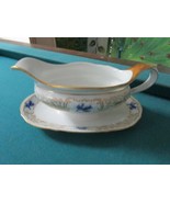 SCHUMANN ARZBERG ETCH COBALT GRAVY BOAT WITH UNDERPLATE [85] - $101.55 CAD