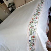 Garnet Hill Embroidered Floral Cotton Duvet Cover Full / Queen #D99 - £101.09 GBP
