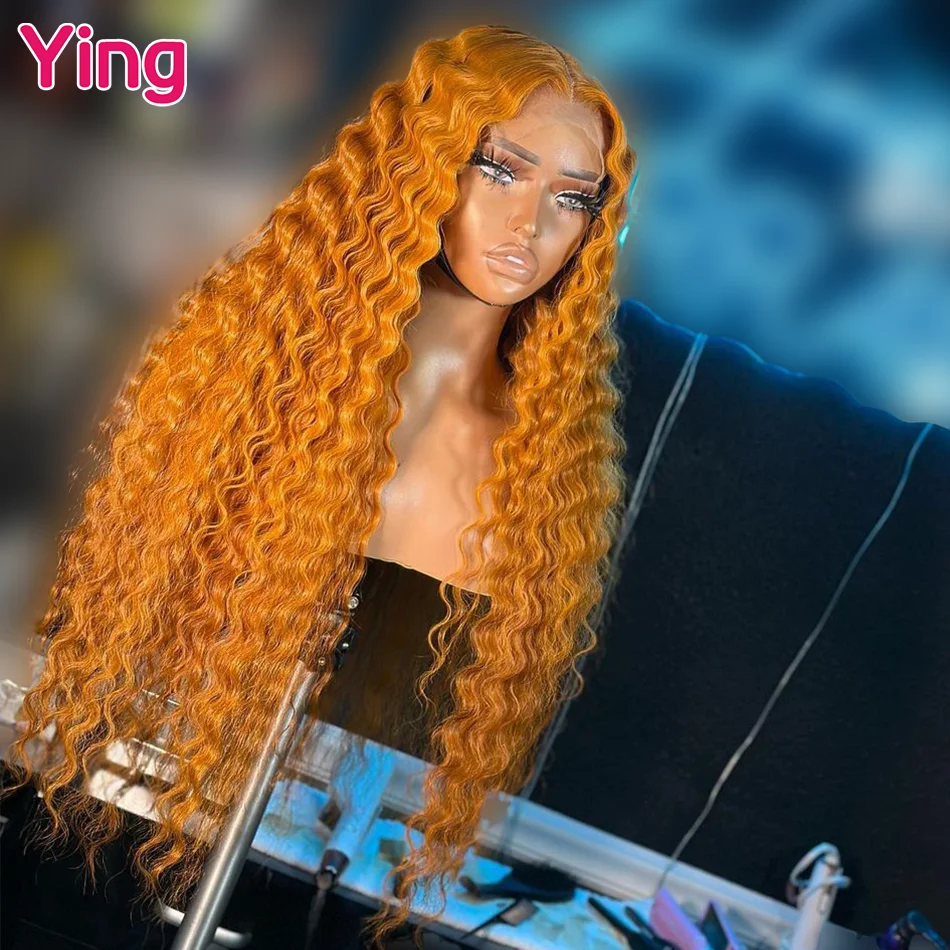 Ying 34 Inch 200% Ginger Orange Deep Wave 13x6 Lace Front Wig 5x5 Lace Wig Remy - $96.71+