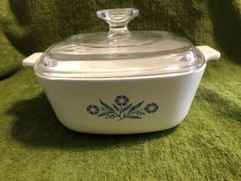 Corning Ware Vintage 1  1/2 qt Casserole Dimple Lid Cornflower Blue Made in USA - £78.21 GBP
