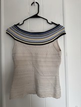 Whitehouseblackmarket Cream Sleeveless Top with Striped Collar Size XSP  - $14.03