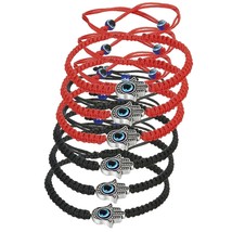 6/9 Pcs String Bracelets Hamsa Hand Hand-Woven Adjustable Red/Black Rope Cord Th - £17.90 GBP