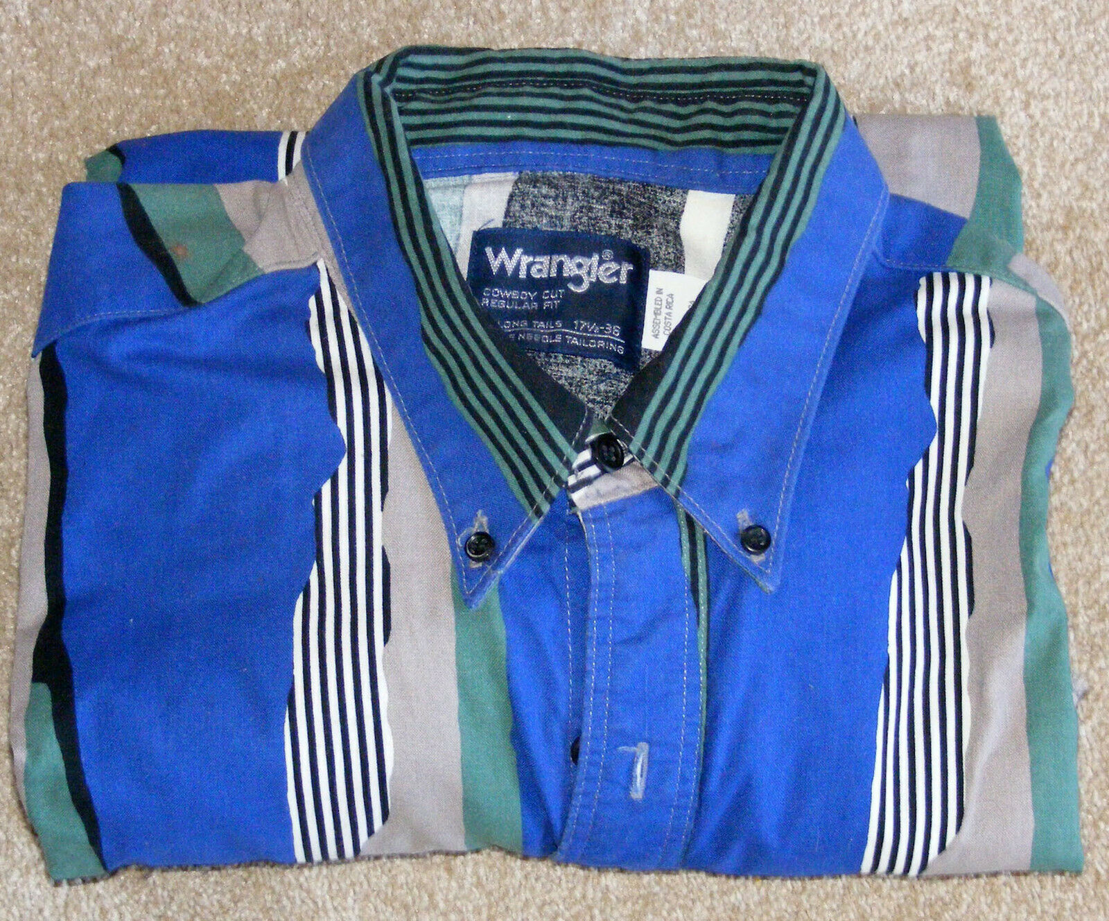 Wrangler Rockabilly Western Long Sleeve Button Shirt Size 17-1/2 x 36 X-Long - £11.71 GBP