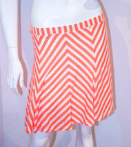 ELLA MOSS Neon ORANGE White STRIPE Flare Short SKIRT Lined ( S ) - $73.25