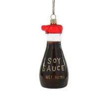 SOY SAUCE CHRISTMAS TREE ORNAMENT 4&quot; Glass Bottle Shape Asian Food Foodi... - £15.65 GBP