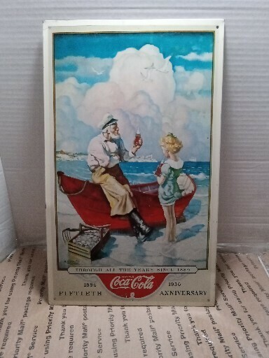 Coca-Cola Sea Captain Metal Sign N.C 15th Anniversary Years 1886-1936 - $24.74