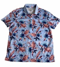 Tropical Floral Polo Shirt Men&#39;s XL Moisture Wicking Beach Golf Surf Haw... - £10.95 GBP