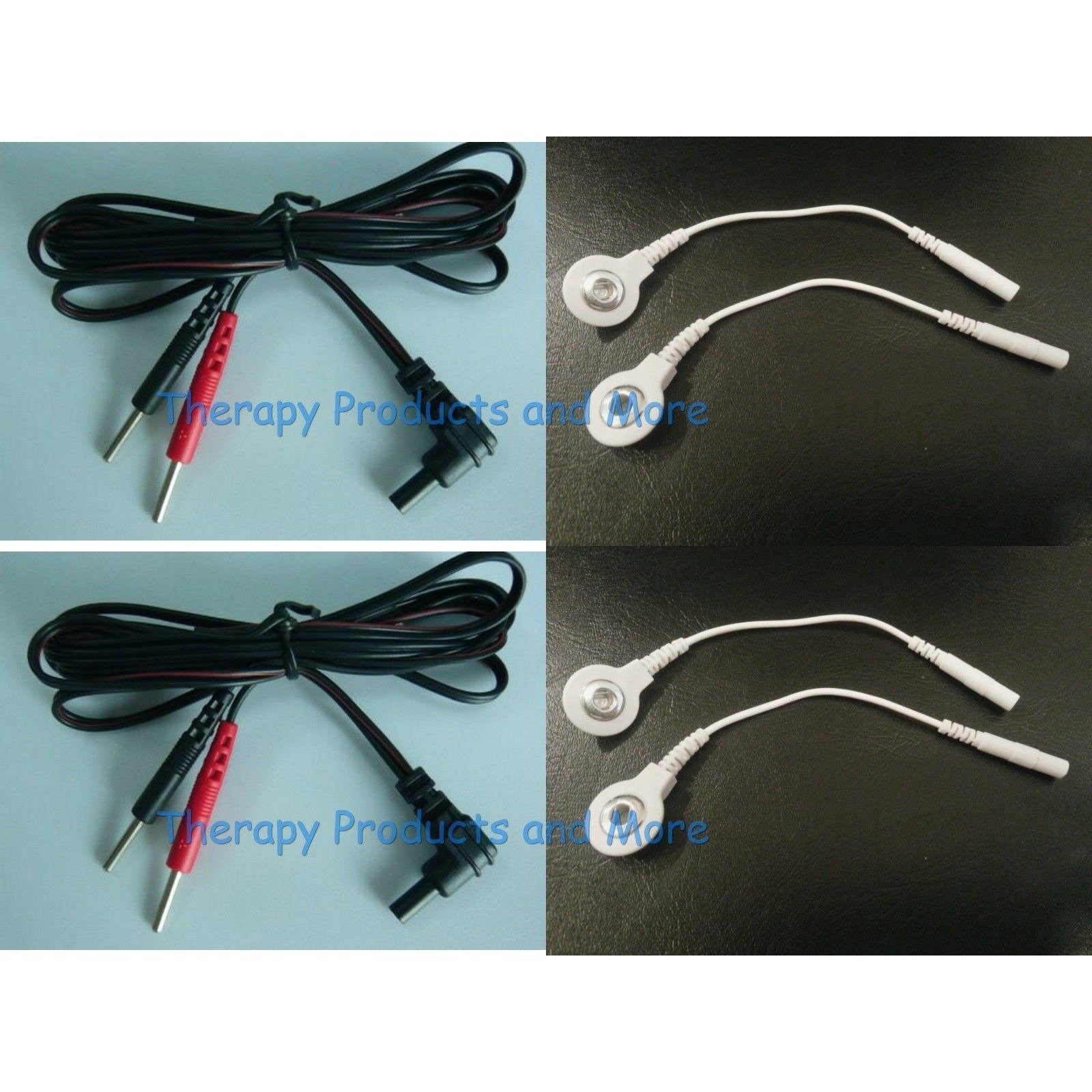 2 Electrode Cables for EMSI-2000 2001 2500 5000 Massagers-Use Snap OR Pin Pads! - $18.95