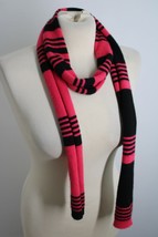 Autograph Marks &amp; Spencer Pink Black Rolled Edge Cashmere Knit Scarf 66&quot; - $24.69