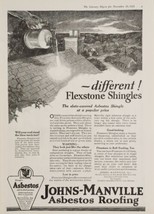 1921 Print Ad Johns-Manville Asbestos Roofing Shingles Torch on Roof New... - $20.68