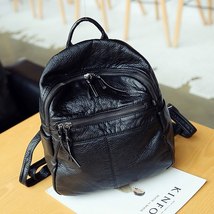 Washable Soft pu Leather Women backpack small simple campus student school bag t - £30.01 GBP
