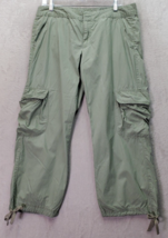 Old Navy Cargo Pants Women&#39;s Size 12 Green Cotton Pockets Low Waist Straight Leg - £14.44 GBP