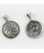 Eternity Symbol Sterling Silver Pendant w/Cross &amp; Red CZ on the Reverse ... - $3,000.82 MXN