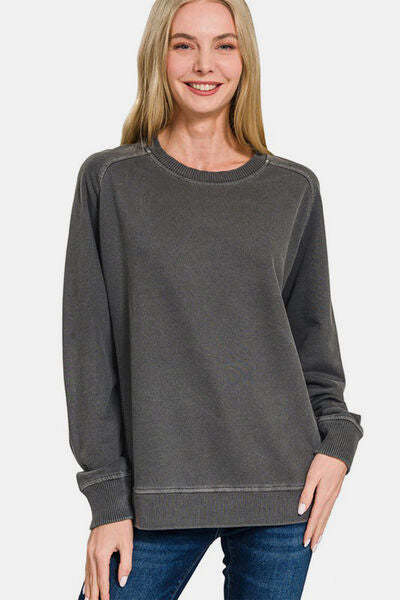 Zenana Full Size Pigment Dyed French Terry Sweatshirt - $39.98
