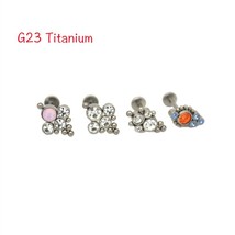 Ip stud labret bar ear tragus crystal gem g23 fashion earring body piercing jewelry 16g thumb200