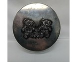 Vintage Silver Metzke 5&quot; Pewter Tin Container 3 Teddy Bears - $16.03