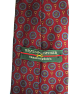 Brass &amp; Leather Bloomingdales Silk Italian Tie Horse Bit Medallion Print... - $18.99