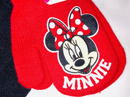 Childs Minnie Mouse Red and Black Mittens Set Of 2 Pairs Girls Disney Ju... - £7.91 GBP
