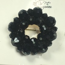  Vintage Jewelry by Suzanne Black Beaded on card Pin / Brooch - $16.00