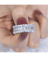 Baguette Cut Moissanite Stack Band 925 Silver Full Eternity Wedding Stac... - $339.63 CAD