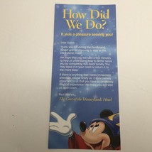 Disneyland Resort Hotel Room Service Survey Card Advertising Disney - £10.15 GBP