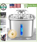 Luxury Automatic Pet Water Fountain - 2.8L Stainless Steel with Filtrati... - $1,105.91 MXN
