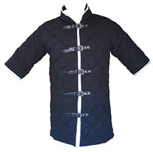 Thick Gambeson Medieval Padded Collar Short Sleeve Armor 5 Buckle ABS (B... - £49.97 GBP