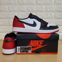 Nike Air Jordan 1 Retro Low OG Men Sz 12.5 Black Toe Red White CZ0790-106 - £150.44 GBP