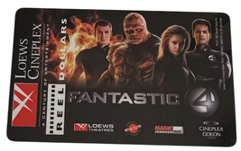 Rare Loews Cineplex collectible movie gift card, Fantastic 4 - $9.99