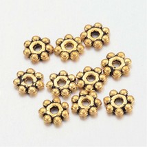 Metal Spacer Beads 4mm Spacer Beads Antiqued Gold Sun Spacer 100/200/300 - $2.76+