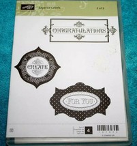 Stampin&#39; Up!  Rubber Stamps LAYERED LABELS  Unmounted New in Box Congratulations - £3.97 GBP