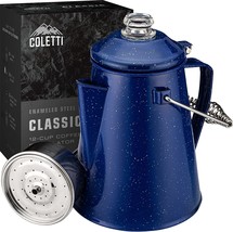 12 Cup Enamelware Percolator Coffee Pot For Camping, Cabins, Hunting, Fishing, - £40.07 GBP