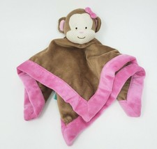 Tiddliwinks Baby Brown Monkey Pink Trim Security Blanket Stuffed Animal Plush - £29.61 GBP